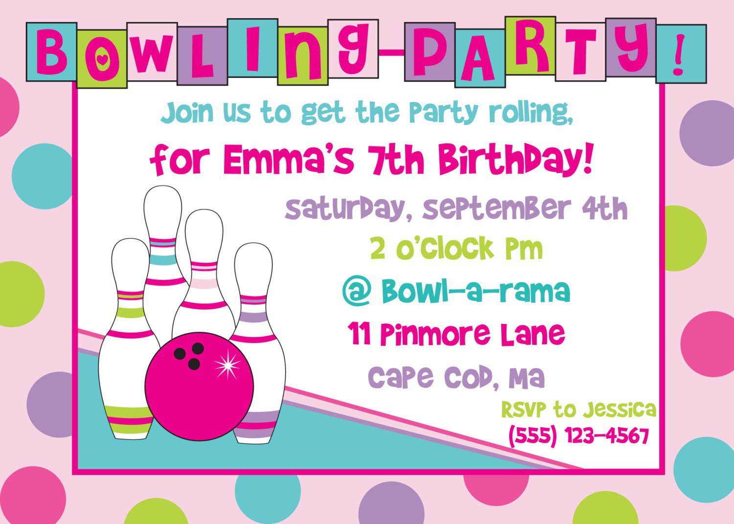 Printable Bowling Party Invitations Templates Free Download