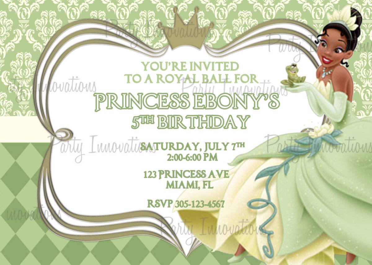 Princess Tiana Invitation Template Free