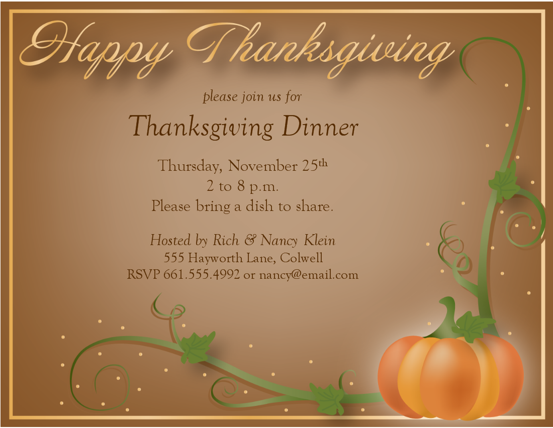 Free Printable Thanksgiving Dinner Invites