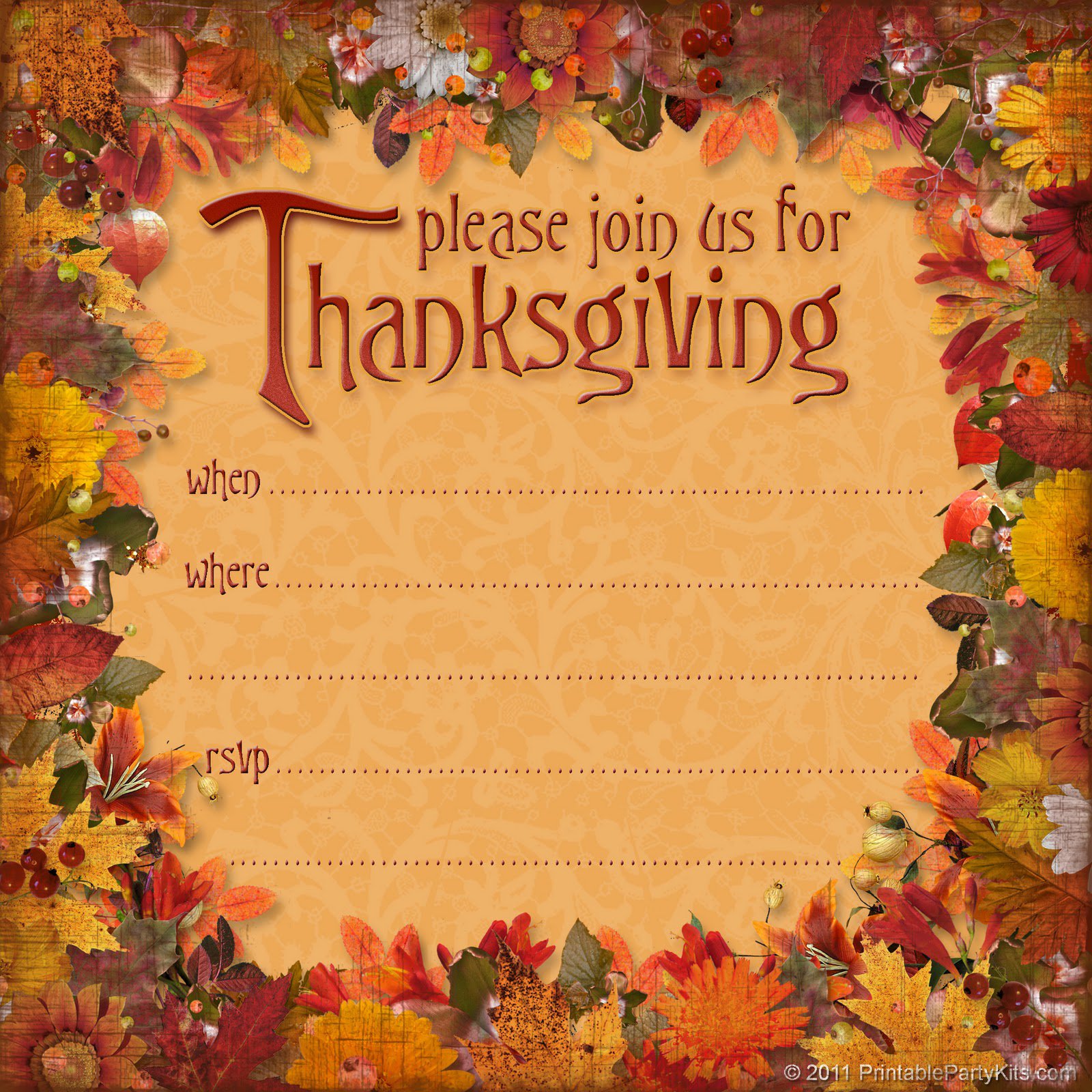 Invitations To Thanksgiving Dinner Free Printable