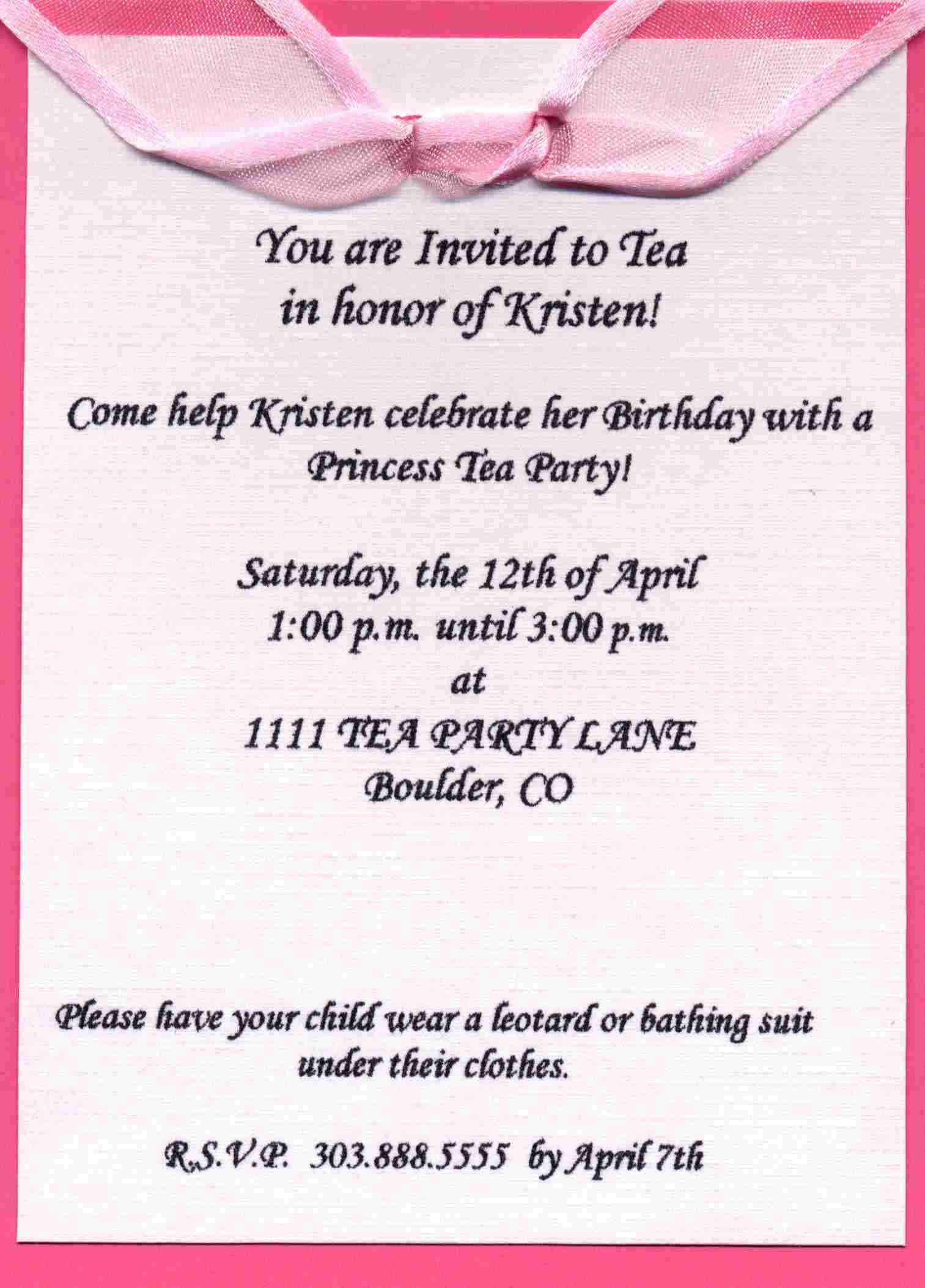 Party Invitation Wording Examples