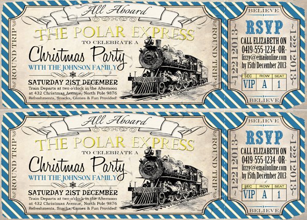 Polar Express Invitations Printable Free