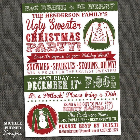 Ugly Christmas Sweater Party Flyer Invitation Templates