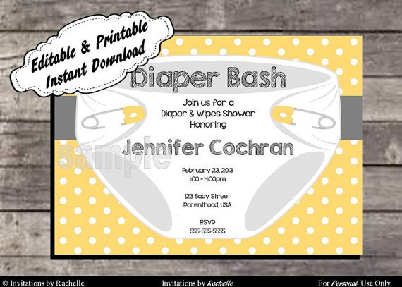 Free Printable Diaper Party Invitations
