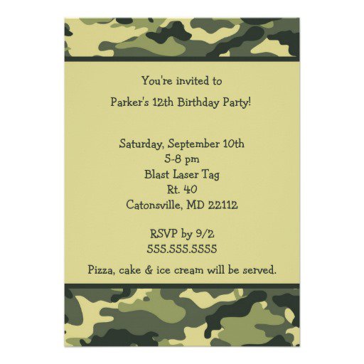 Free Printable Camouflage Invitations