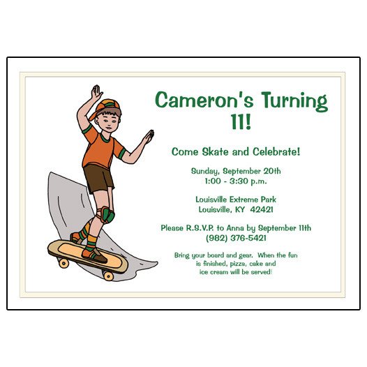 Skateboard Birthday Party Invitations Free Printable
