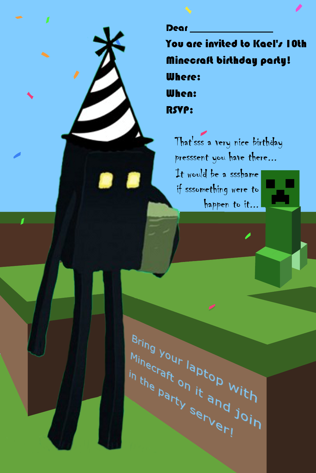 Minecraft Printable Birthday Invitations Blank