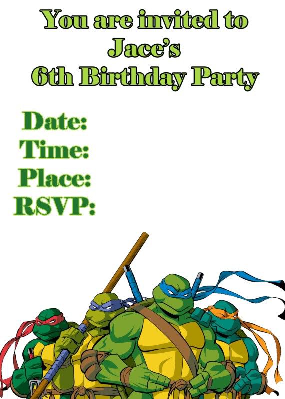 Free Ninja Turtle Invitation Template