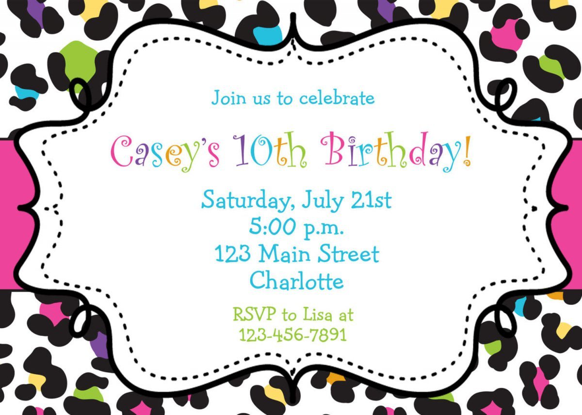 Birthday Invitation Card Sample Print