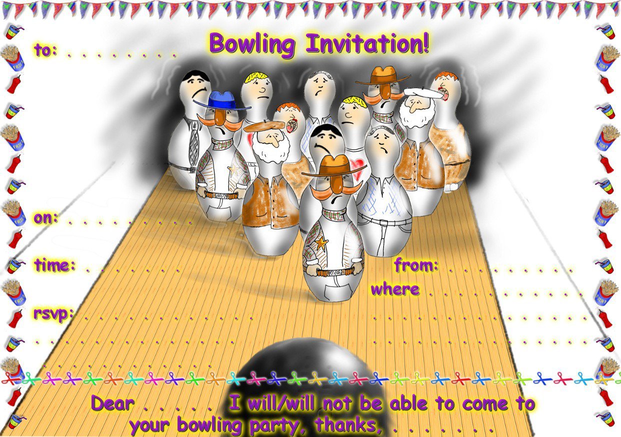 Birthday Invitations Printable Bowling