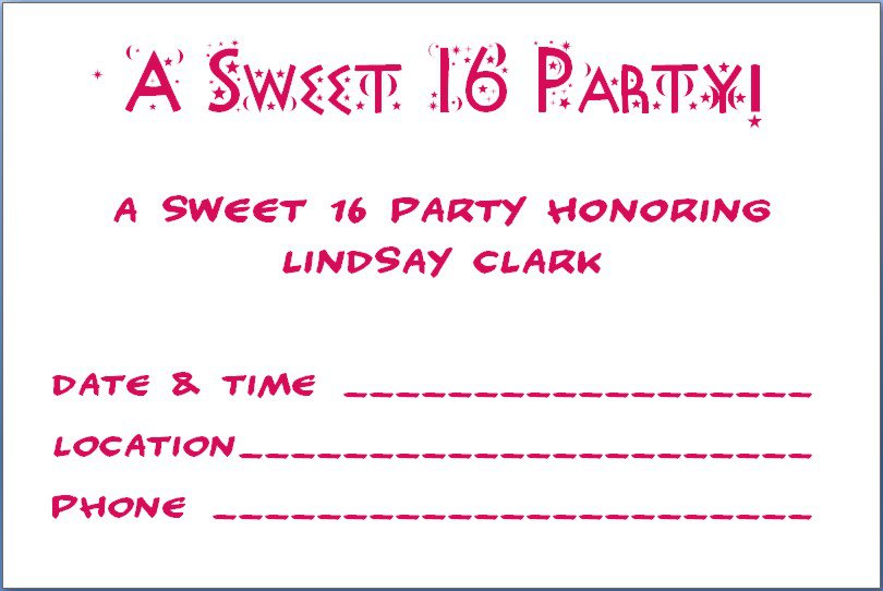 Birthday Party Invitation Templates Printable