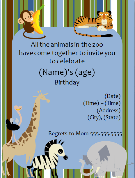 Birthday Party Invitation Templates Printable