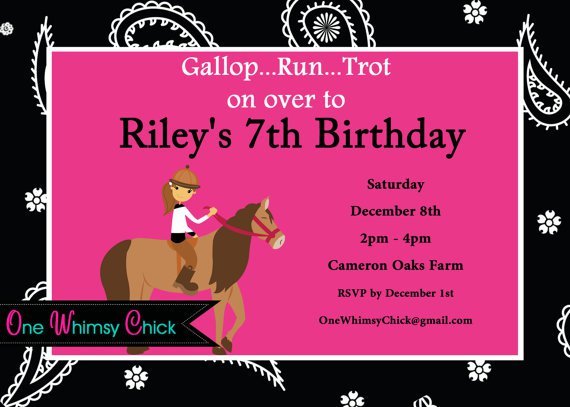 Birthday Party Invitations Printable Free Horses 2015