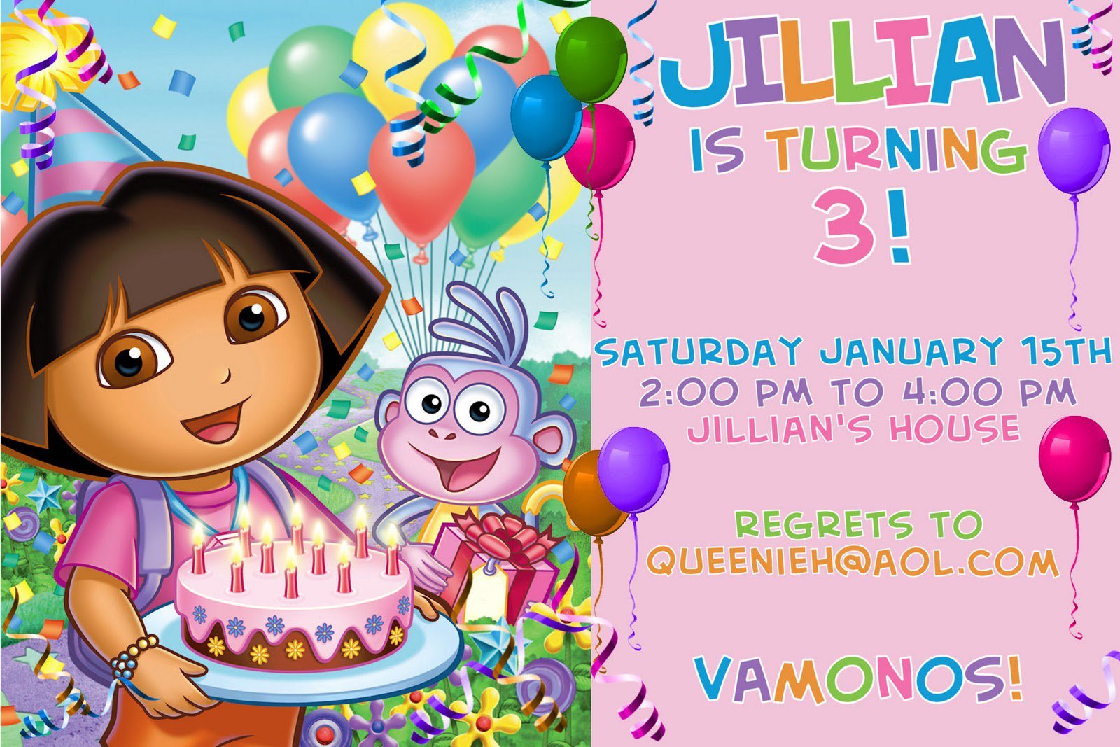 Dora Birthday Party Invitations