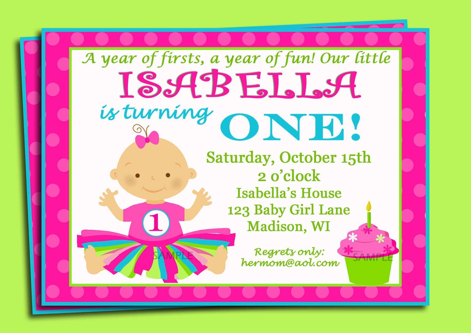 First Birthday Invitation Printable Cards