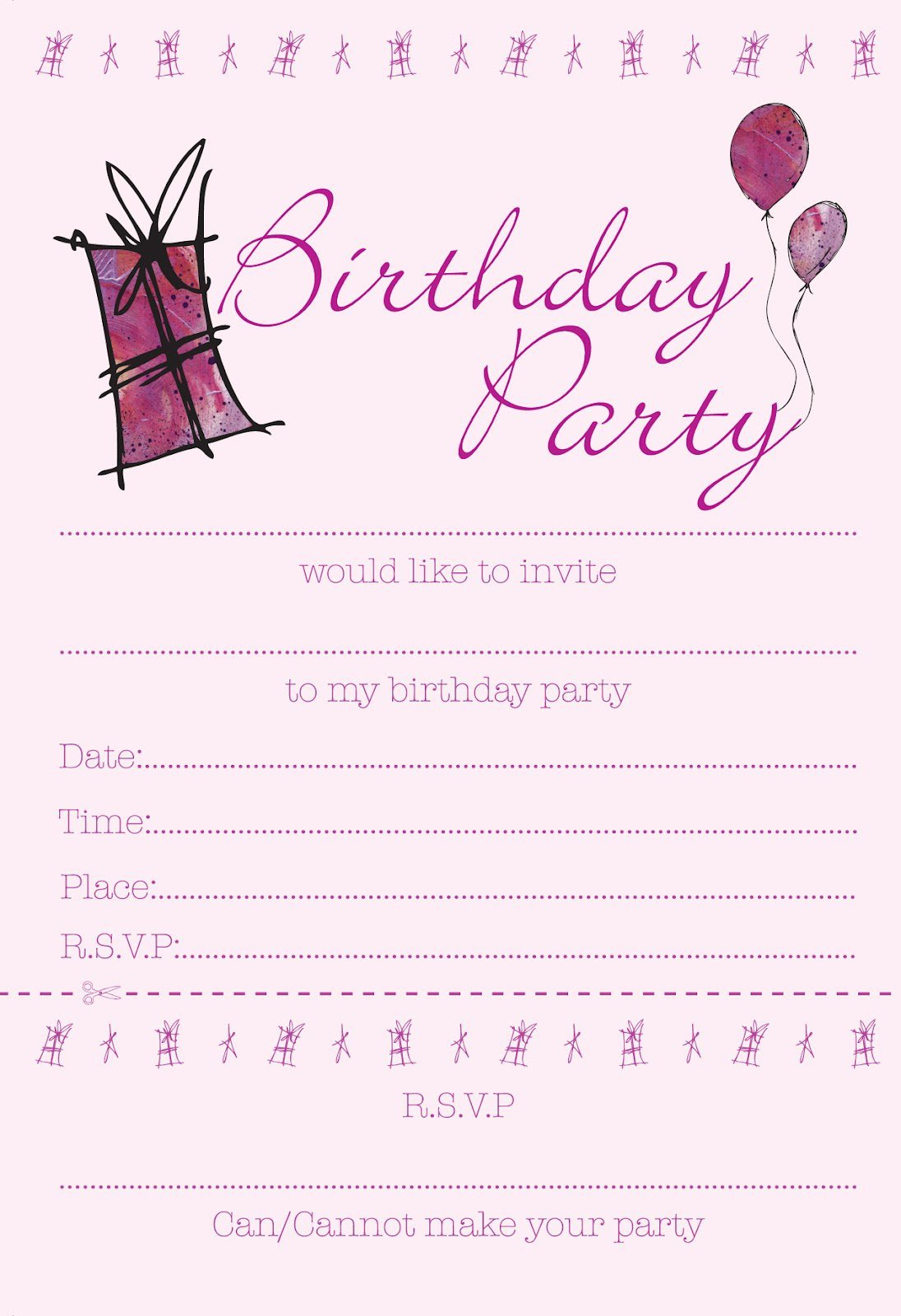 Free Birthday Party Invitations For Girls