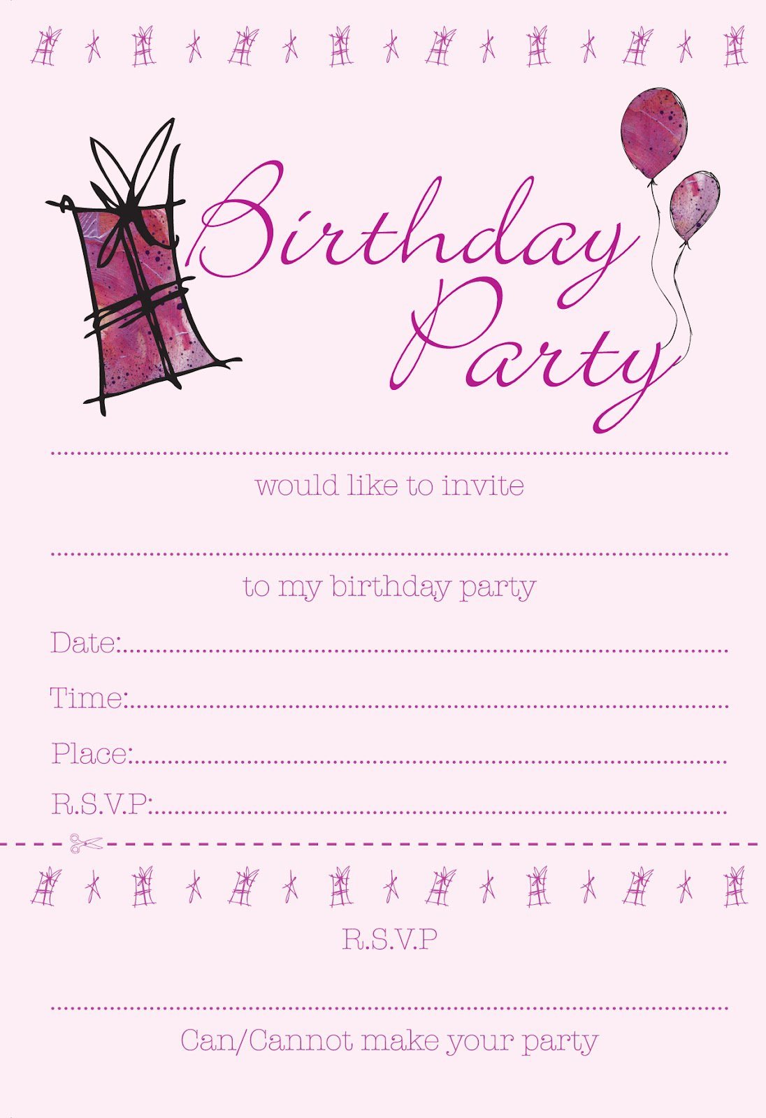 Free Birthday Party Invitations For Girls