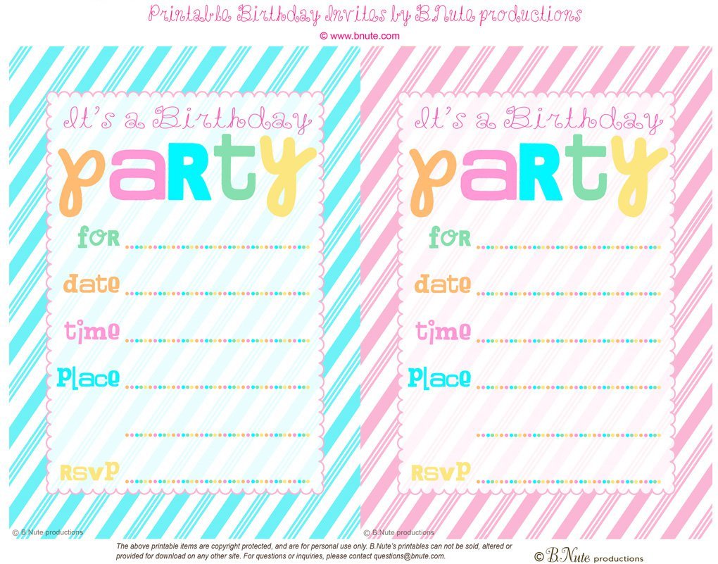 Free Party Invitations Print Out