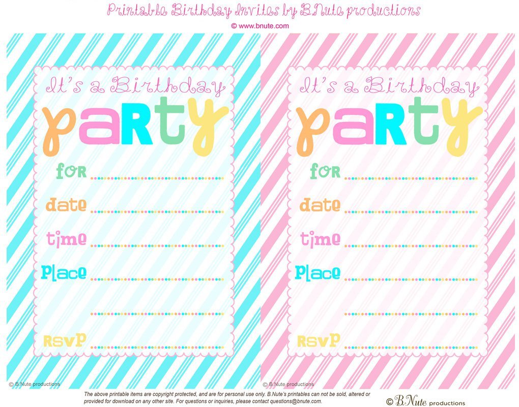 Free Printable Birthday Invitation Paper