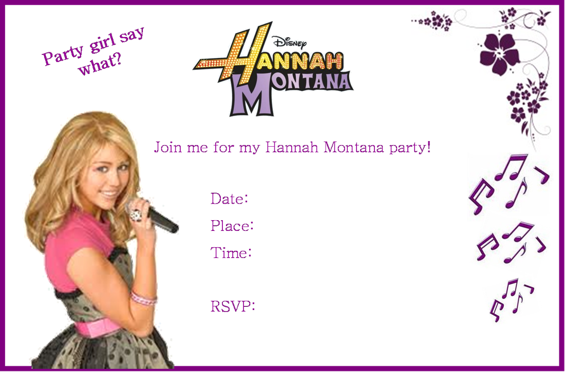 Free Printable Birthday Invitations For Girls With Hannah Montana
