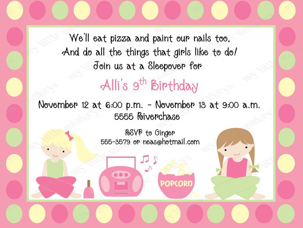 Free Printable Birthday Invitations Slumber Party 2018