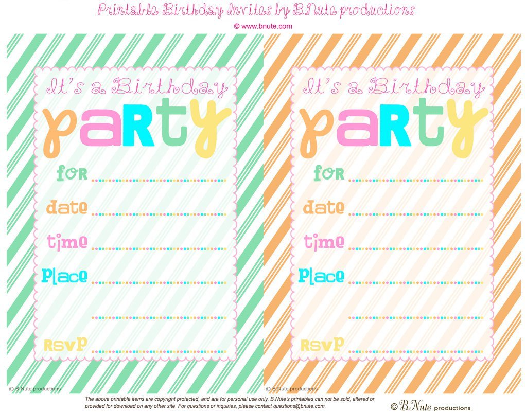 Free Printable Birthday Party Cards