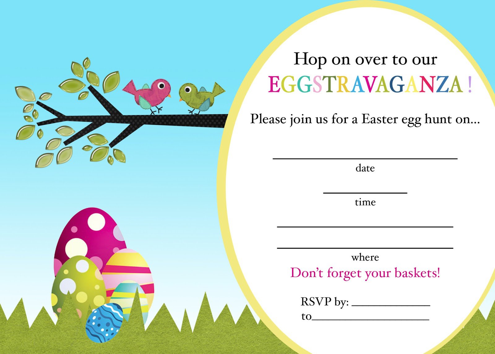 Easter Egg Hunt Invitations Free Printable