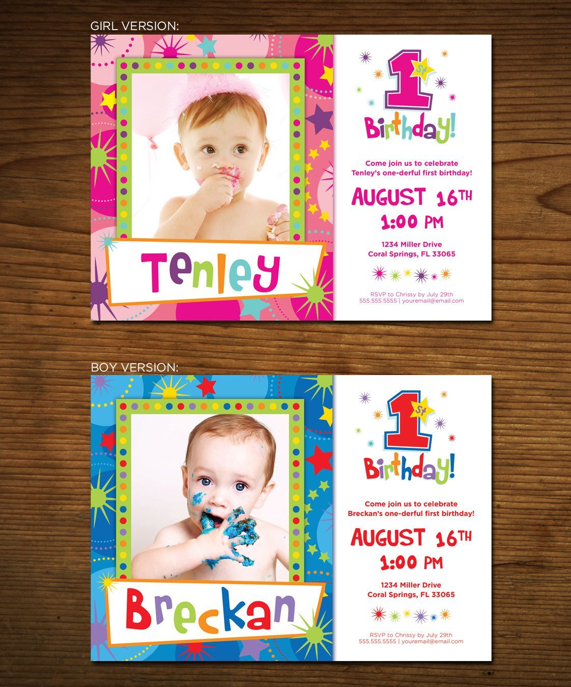 Free Printable First Birthday Invitation Cards