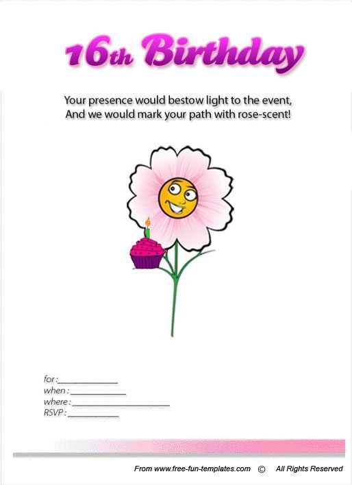 Free Printable Invitation Birthday Cards For Girls