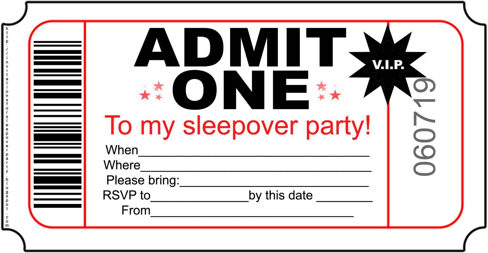 Free Printable Invitations For Sleepover Birthday