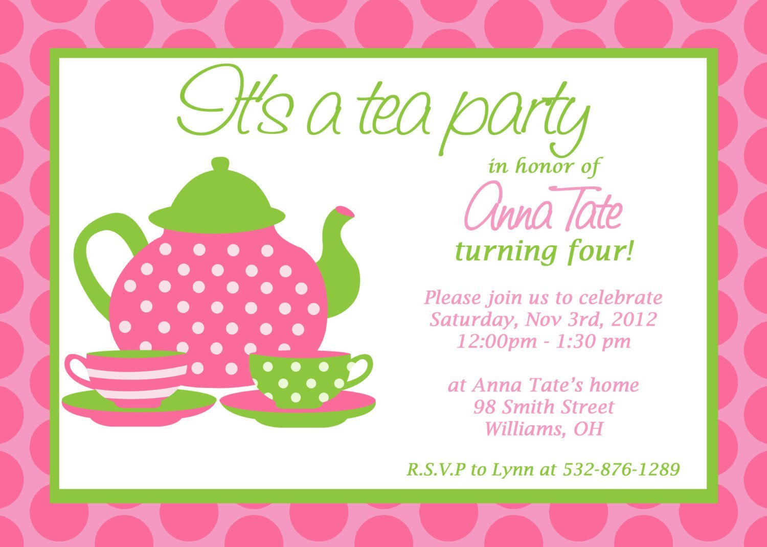 Free Printable Invitations Tea Party Theme