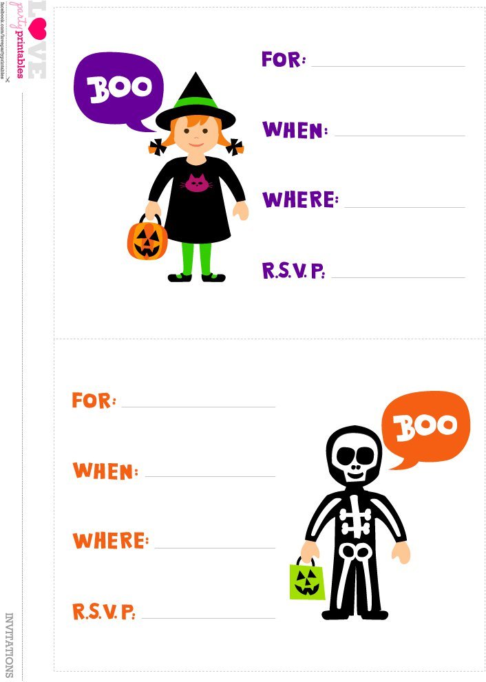 Free Printable Kids Halloween Party Invitations 2017