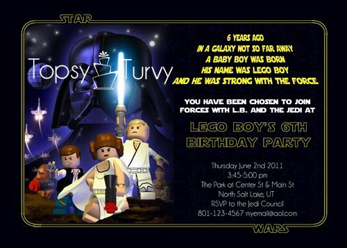 Free Printable Lego Star Wars Birthday Invitations 2017