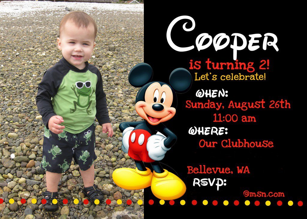 Free Printable Mickey Mouse Birthday Party Invitations 2017