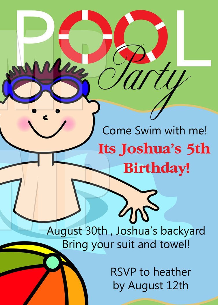 Free Printable Pool Party Invitation Cards