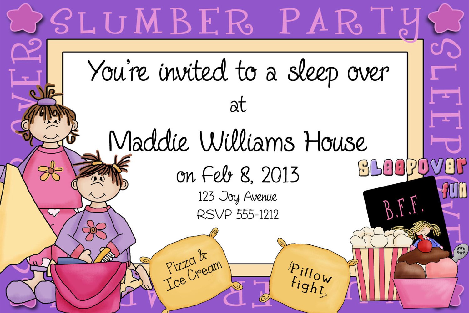 Free Printable Sleepover Invitation Cards