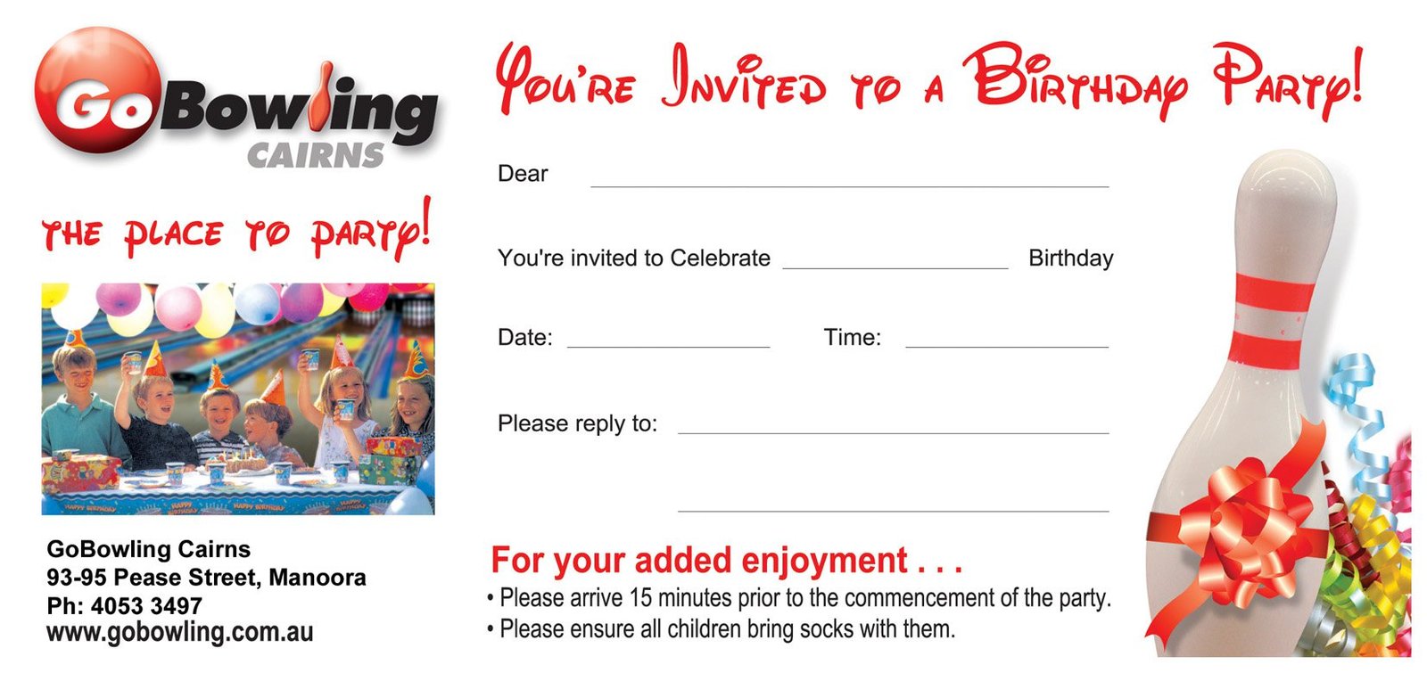 Free Printable Ten Pin Bowling Party Invitations