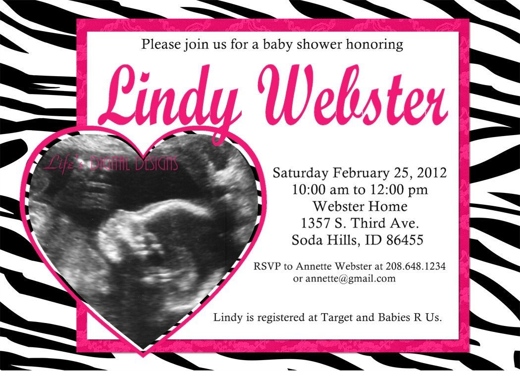 Free Printable Zebra Baby Shower Invitations