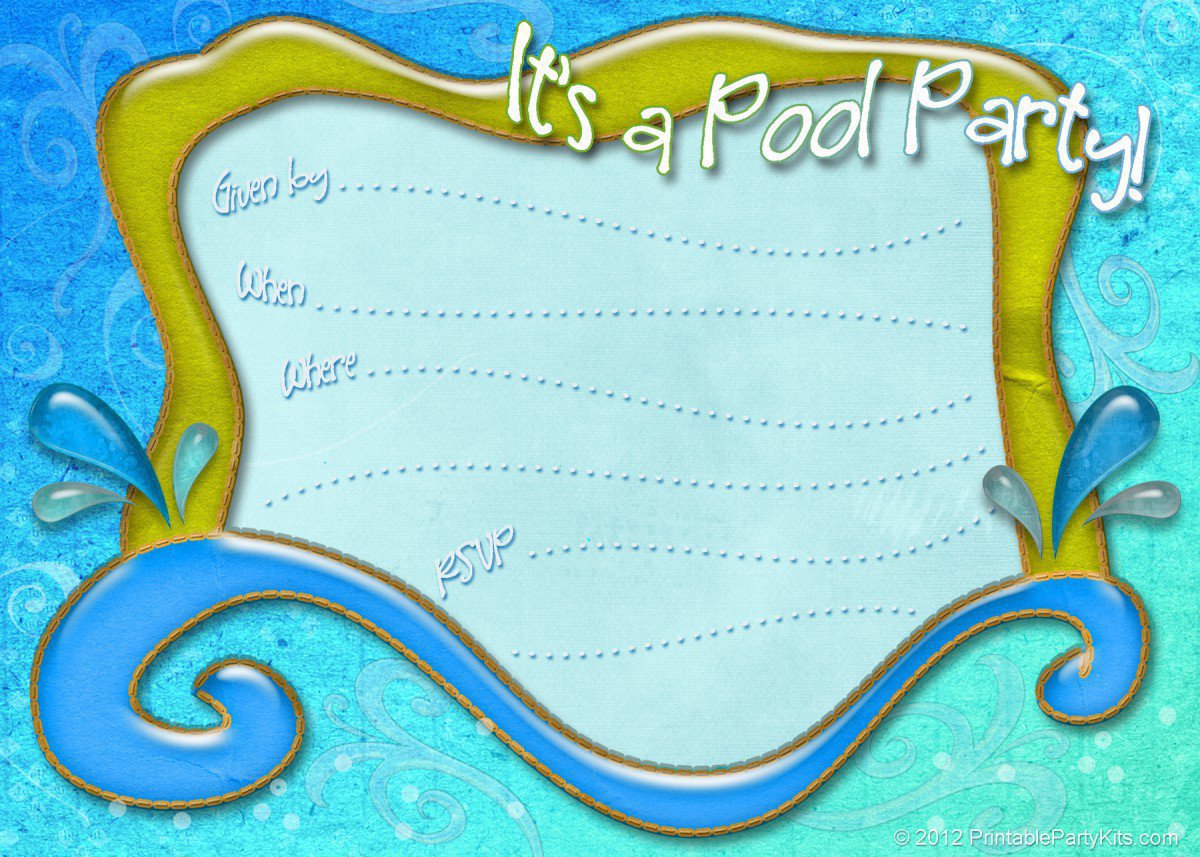 Free Swim Party Invitations For Kids 2016