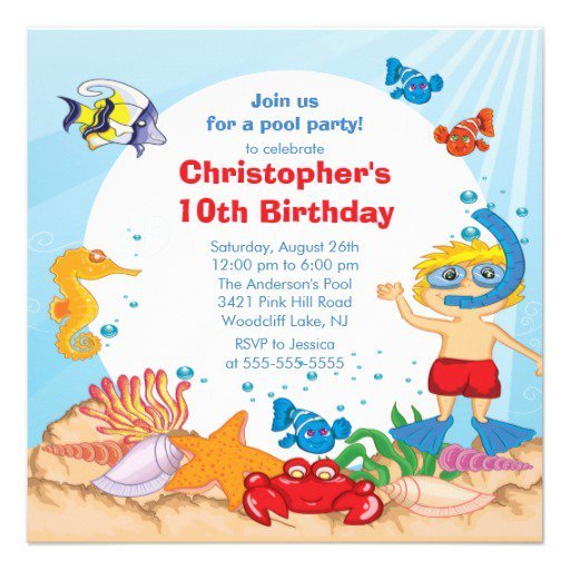 Free Swim Party Invitations For Kids