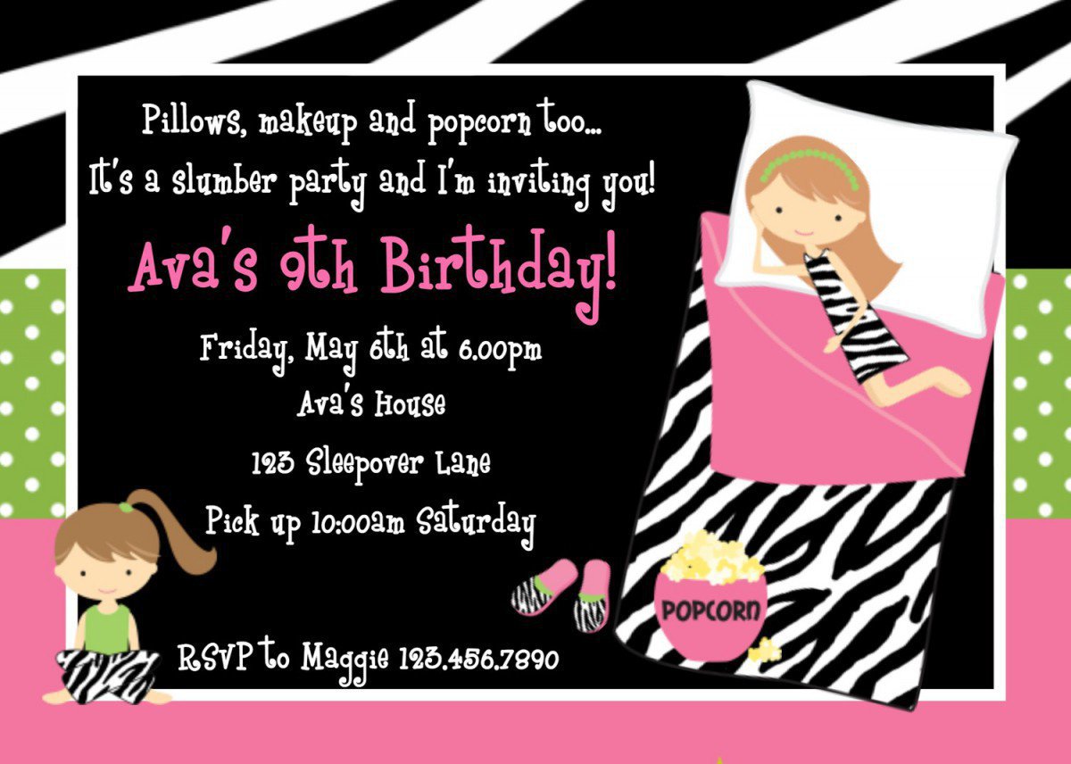 Girls Sleepover Invitations Free Printable 2015