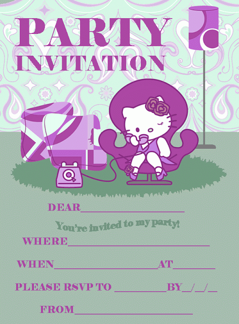 Hello Kitty Printable Birthday Party Invitations 2016