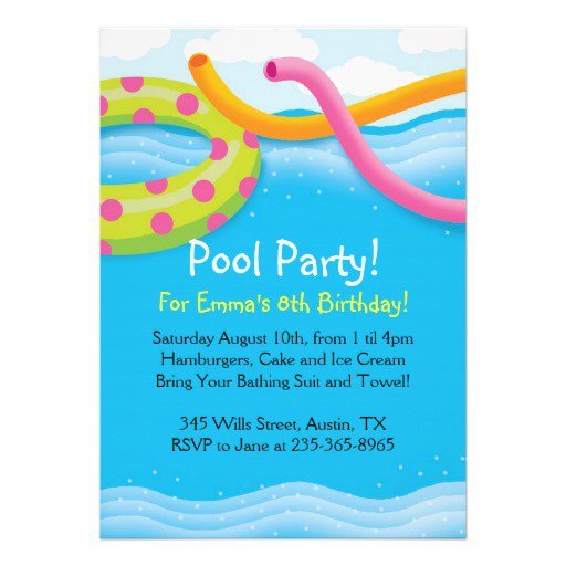 Kids Pool Party Invitation Free Template 2016