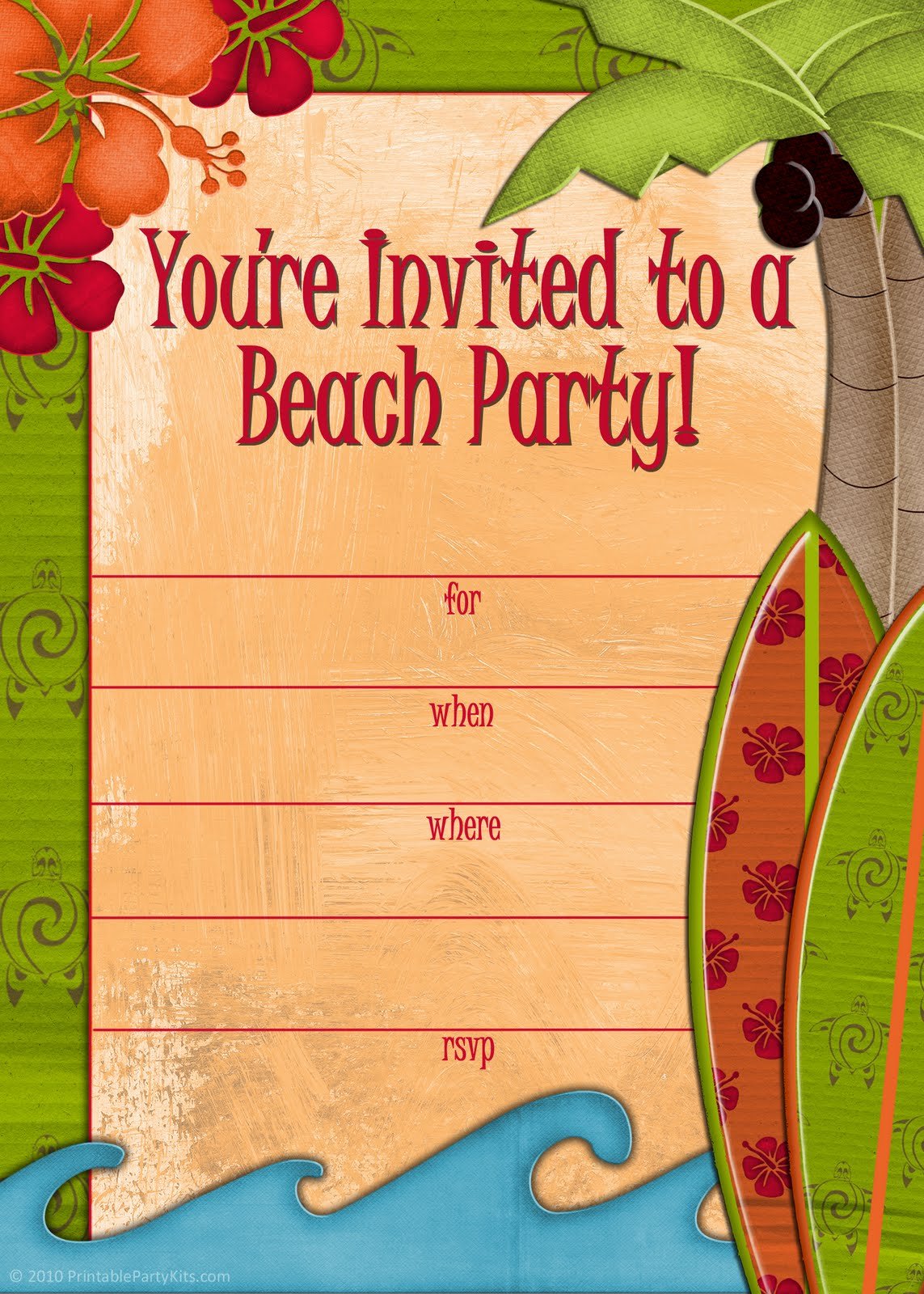 Kids Pool Party Invitation Free Template