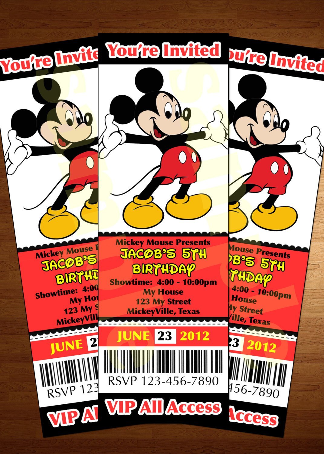 Mickey Mouse Ticket Invitations Template