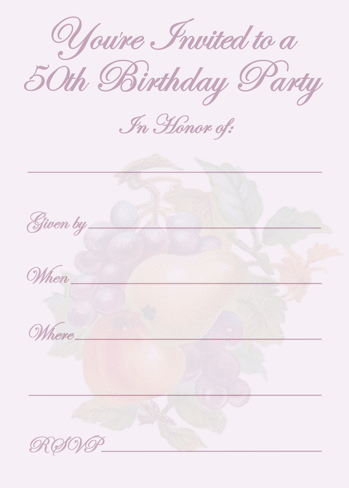 Online Printable 50th Birthday Invitations