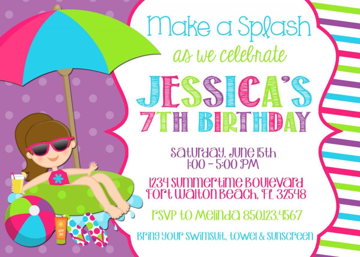 Pool Party Birthday Invitations Free
