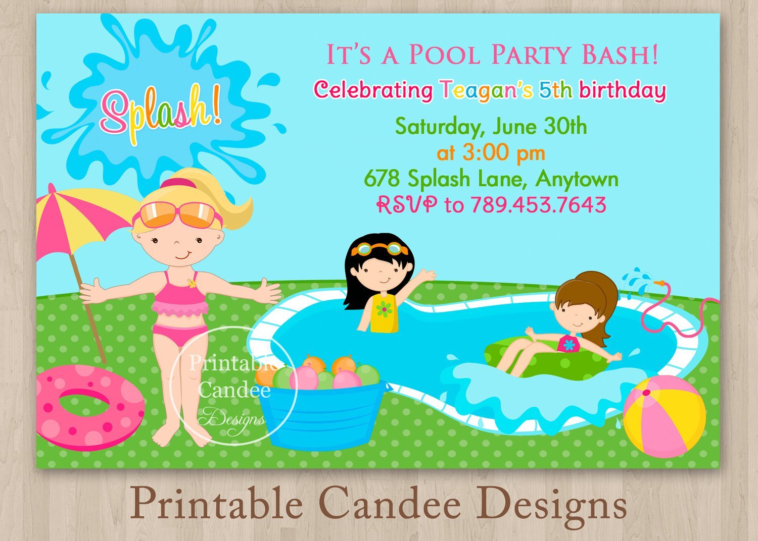 Pool Party Invitations For Kids Free Printable