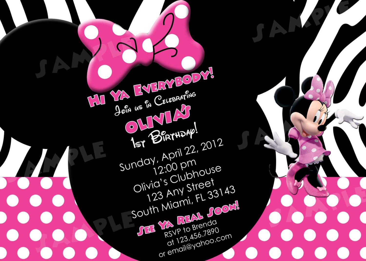 Print Minnie Mouse Birthday Invitations