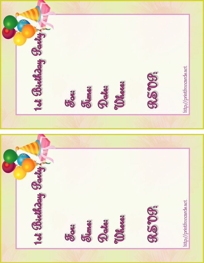 Printable 1st Birthday Invitation Templates 2015